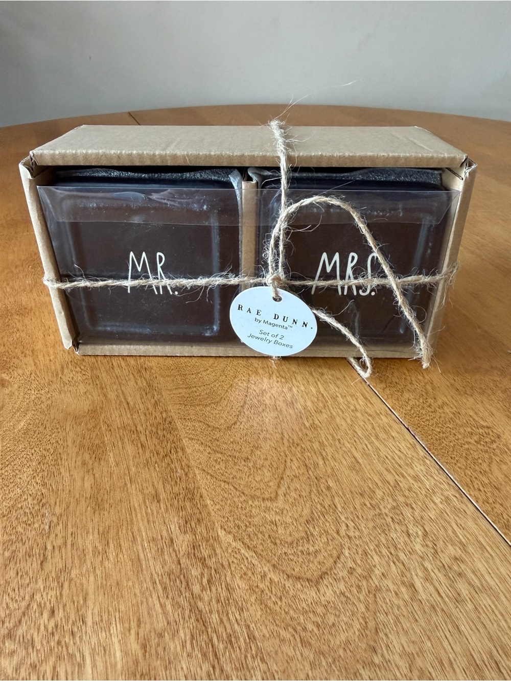 Rae Dunn Mr. & Mrs. Ceramic Jewelry Boxes - Black (Set of 2)